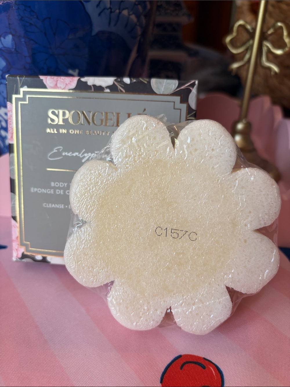 Spongelle’ Body Wash Infused Buffer in Eucalyptus Rain Scent.